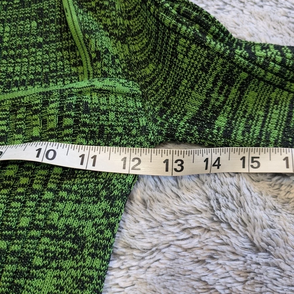 Ganni Melange Dress Midi Green Knit Long Sleeve Bodycon XS